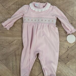 Edgehill Collection Pink Smocked Baby Footie